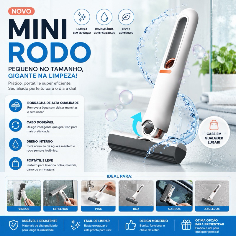 Mini Rodo Esfregão Absorvente Portátil Limpeza Multifuncional Mesa Janela