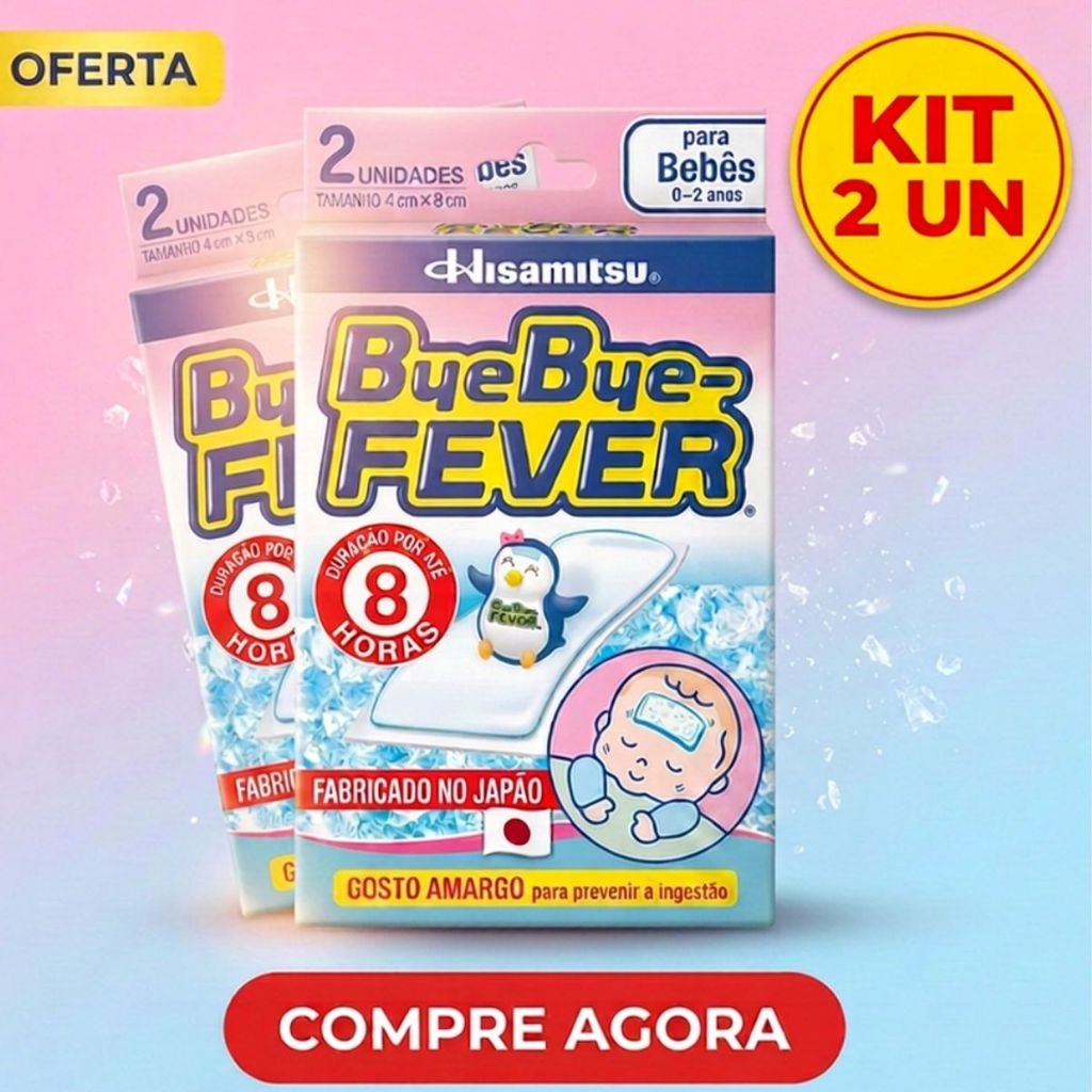Kit 2 unidades Adesivo para Alívio da Febre Bye Bye Fever Bebês 0 a 2 anos 2 pacotes cada