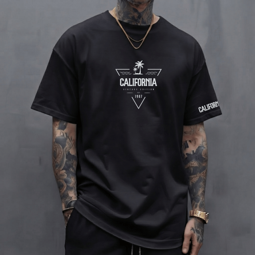 camiseta camisa moda masculina estampada california 1987 100% algodão verão estilo e qualidade