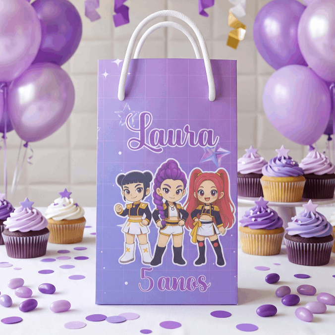 Sacolinha (P) Personalizada Lembrancinha Guerreiras do Kpop 2.