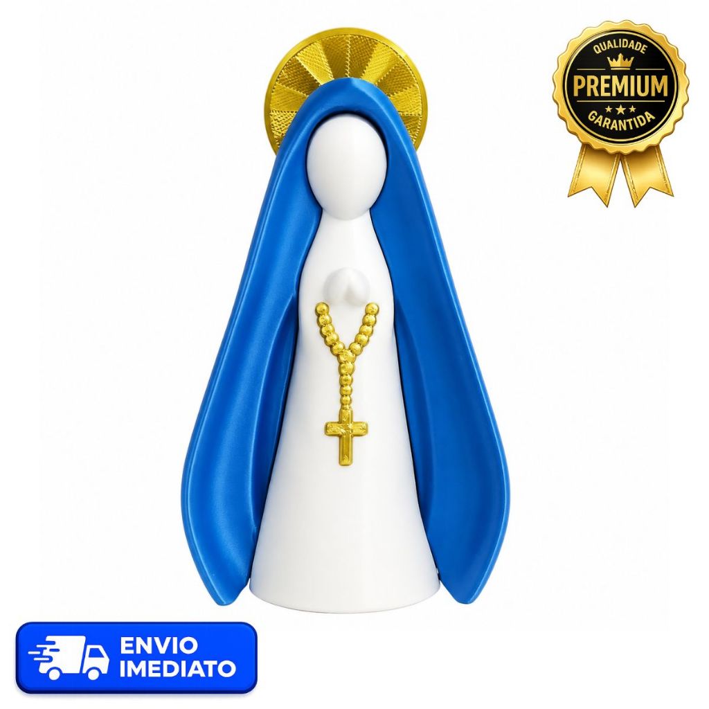Imagem Nossa Senhora Aparecida 3D Religiosa Católica Decorativa Decoração com Terço 10 14 ou 18 cm