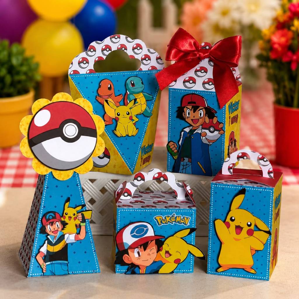 Kit Festa Pokémon Personalizado Lembrancinhas de Aniversário Infantil | Caixinhas Pikachu Decoradas