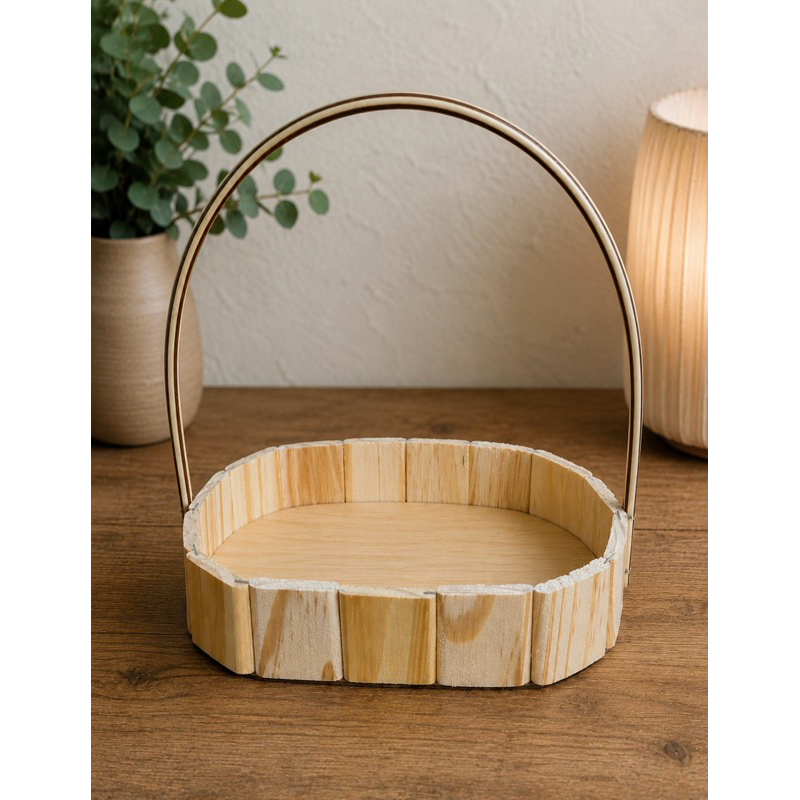 Kit 30 Cestinhas De Madeira Pinos 18cm Decoração Artesanato