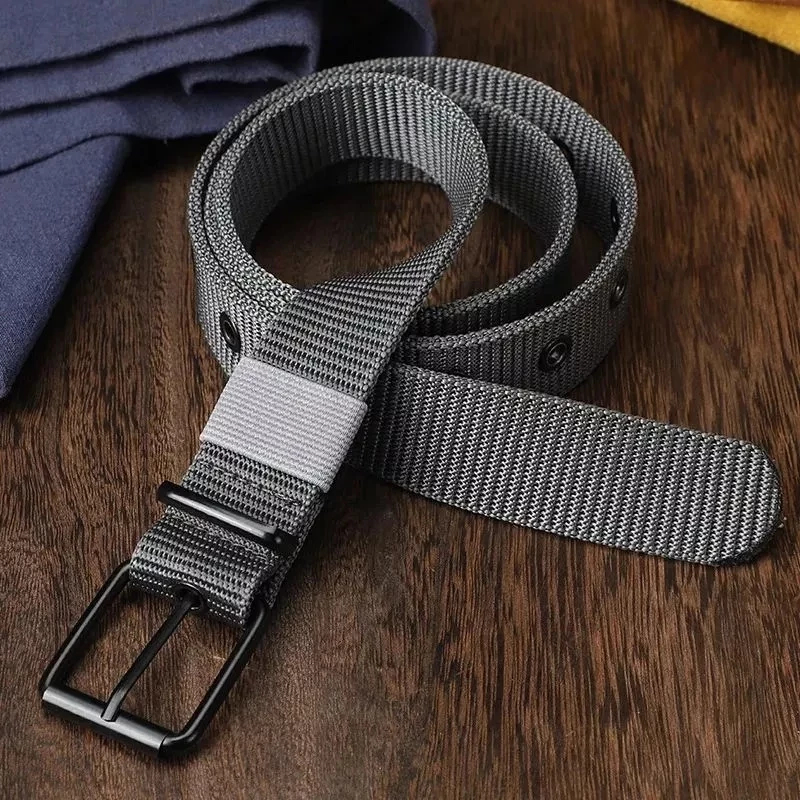 Cinto De Lona Respirável Masculino – Fivela Pin-Lock E Design Moderno De Ilhós Para Caminhadas/Academia/Comuta — imagem 2 de 2