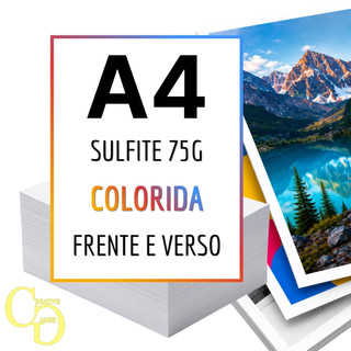 Impressão Colorida Papel A4 Sulfite 75g Frente e Verso