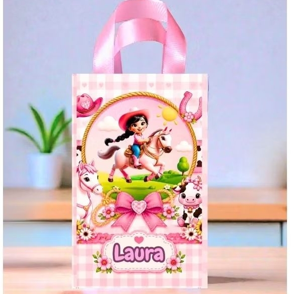Sacolinha Personalizada Fazendinha Menina — Aniversário Lembrancinha