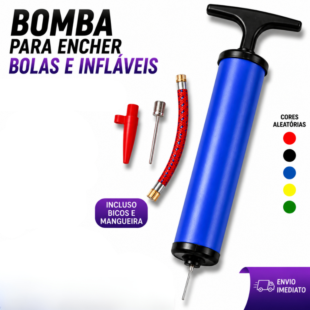 Bomba Para Inflar Encher Bolas de Voley Futebol Basquete Bola Vinil Piscina Boia
