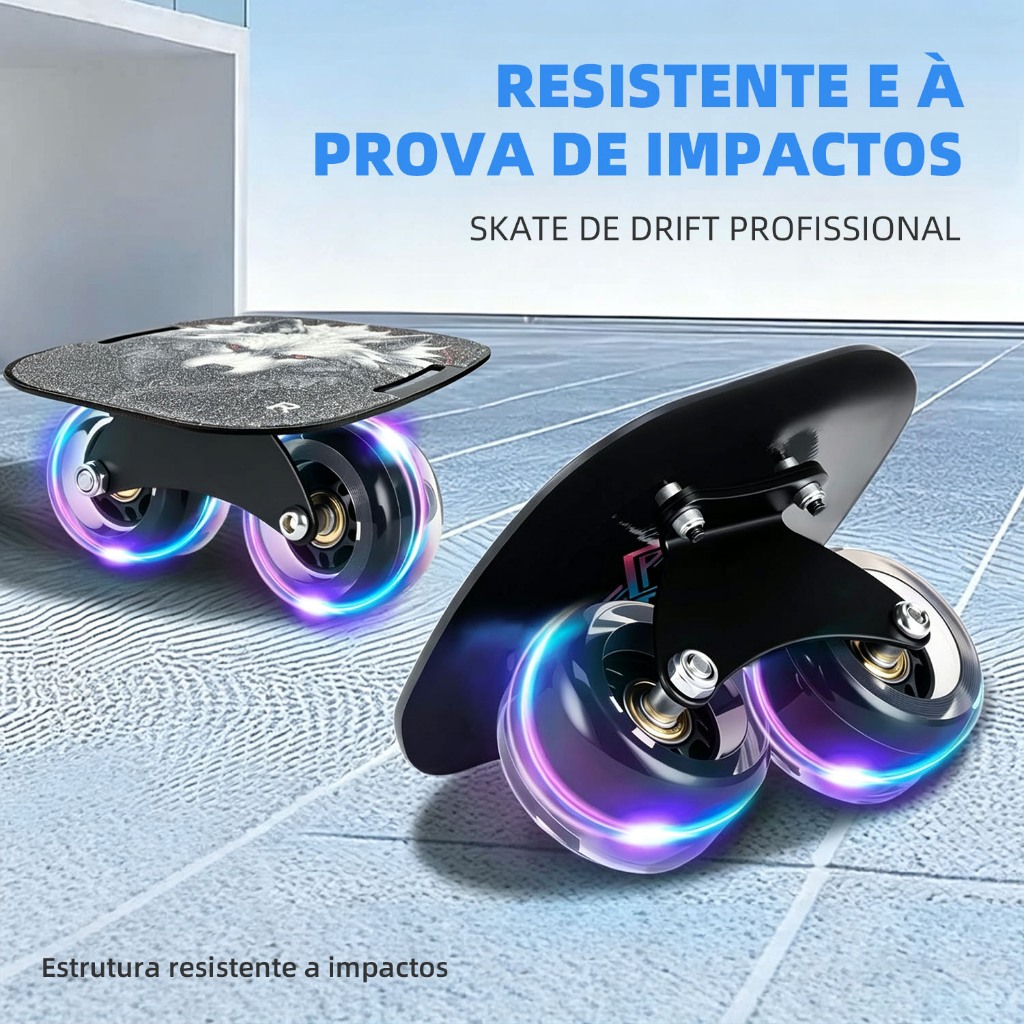 skate separável suporta 200 kg, rodas luminosas, fibra carbono, resistente a impactos desgaste, Para adultos e crianças.