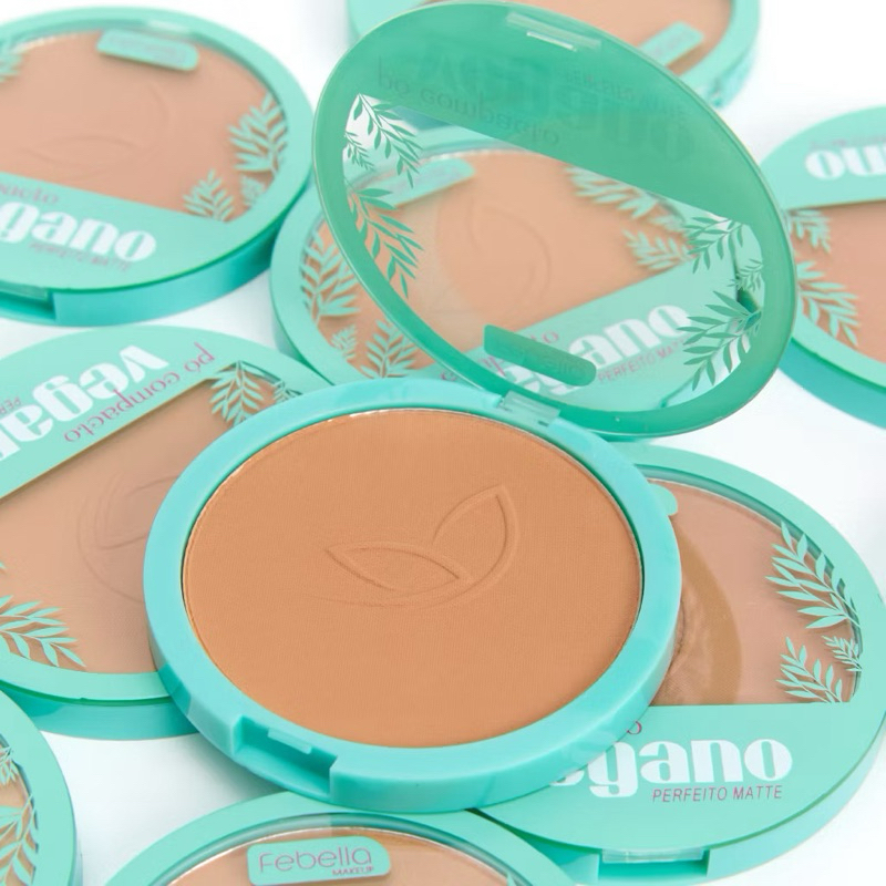 Pó Compacto Vegano Febella Matte Toque Aveludado Controle da Oleosidade 6,5g 4 Cores