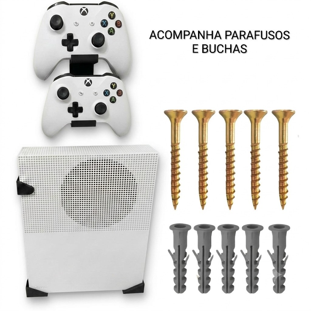 Kit Suporte De Parede Para Xbox One S +  Suporte Para 2 Controle