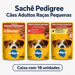 Pack Ração Úmida Pedigree Para Cães Adultos Raças Pequenas Sachês Carne 100g - Caixa Com 18 Unidades