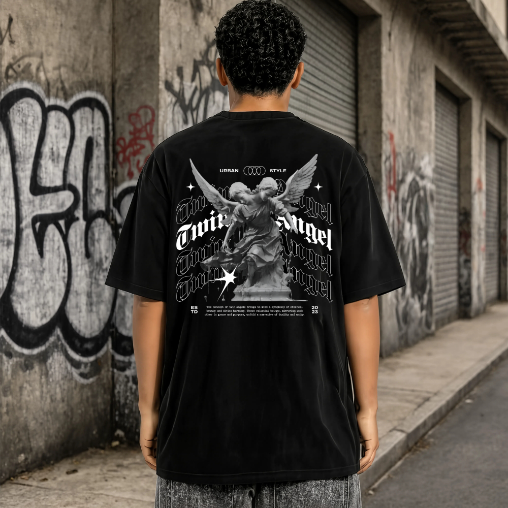Camiseta Camisa Oversized 100% Algodão Streetwear Blusa Estampada Angel Masculina Feminina Premium Tshirt Gringa