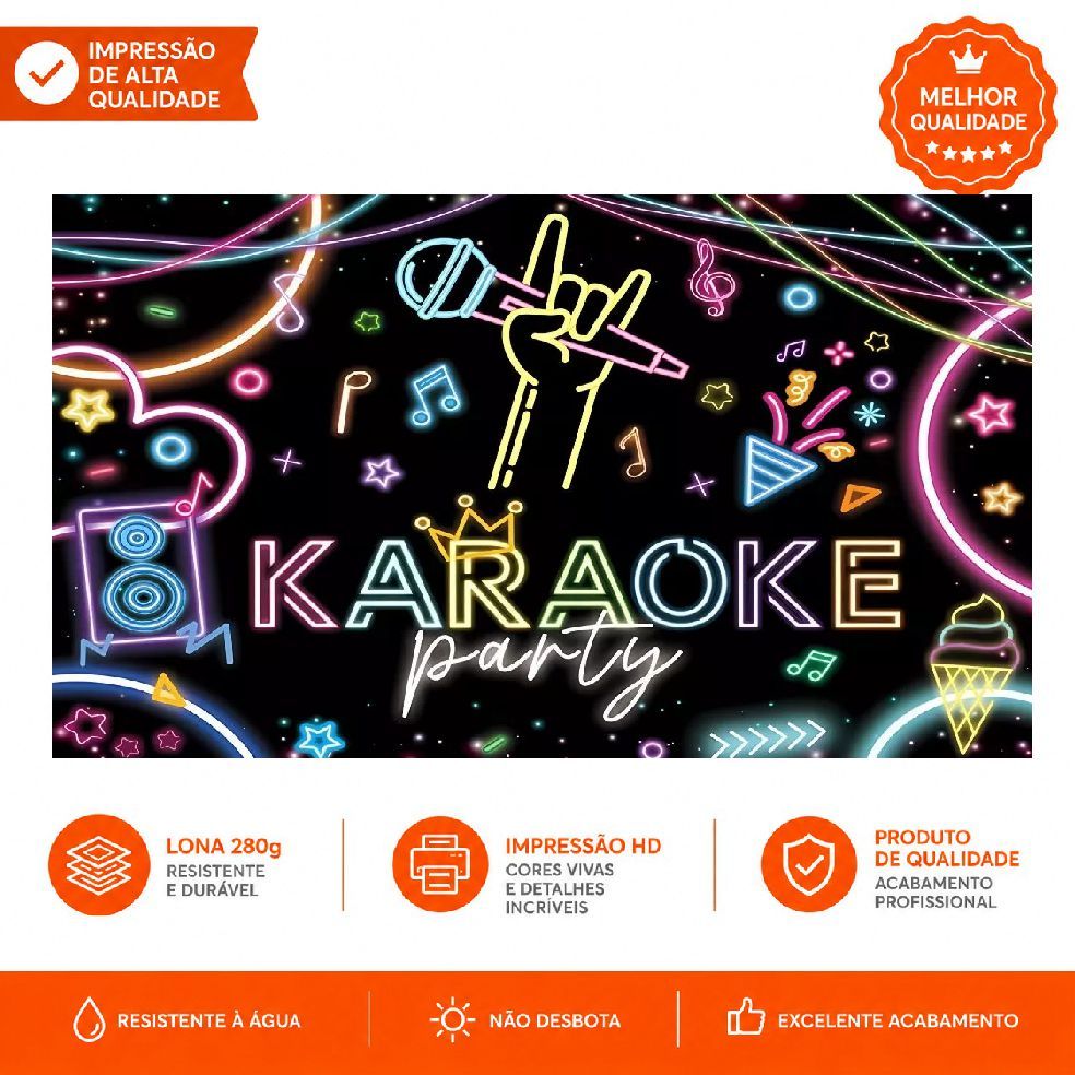 Painel Banner de Festa em Lona Tema Karaoke