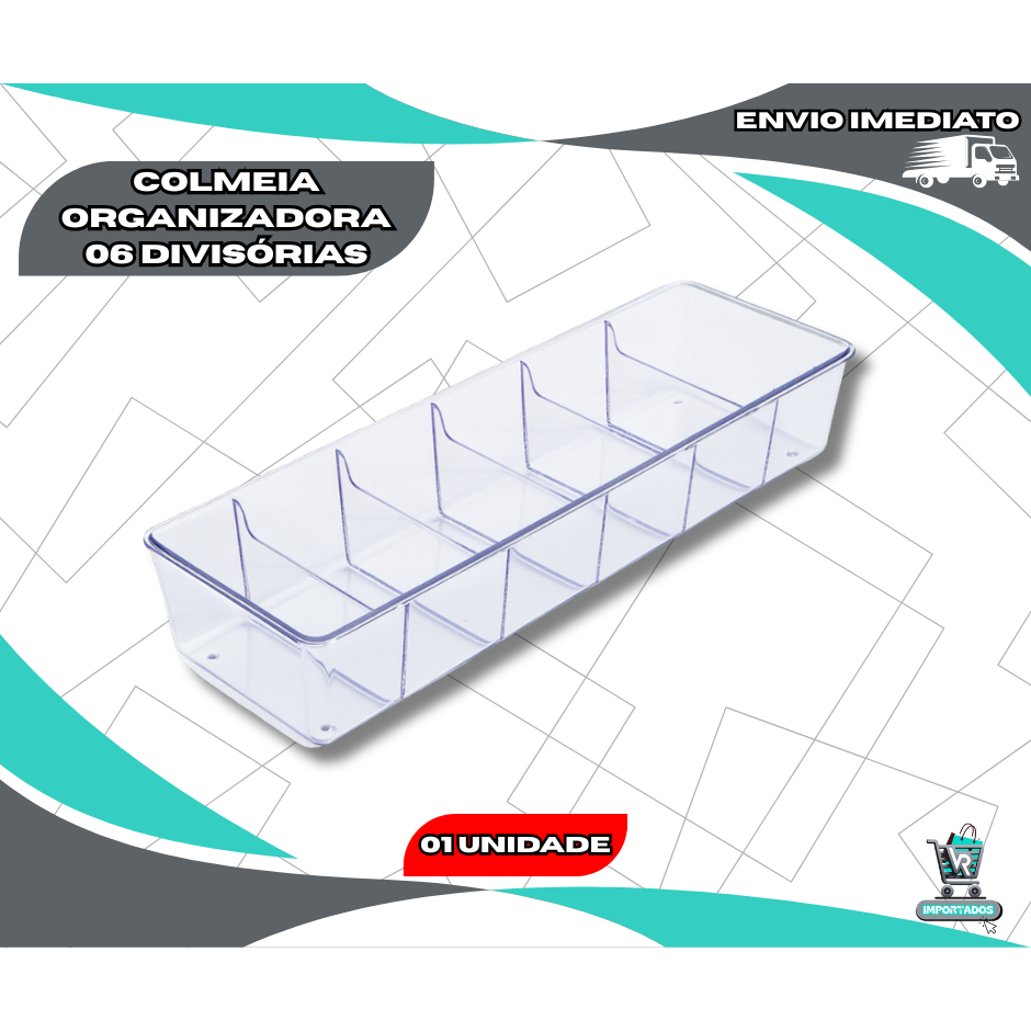 Colmeia Organizadora  Acrílico Transparente 6 Divisórias Multiuso Maquiagem Gaveta Armário Reistente