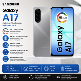 Smartphone Samsung Galaxy A17 4G 128GB Cinza Tela Super AMOLED 6,7" Câmera 50MP OIS 5000mAh Original