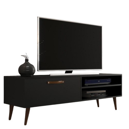 Rack para Sala TV Até 55 Polegadas 125 cm 1 Porta 1 Prateleira Sala de Estar Preto - J Carvalho