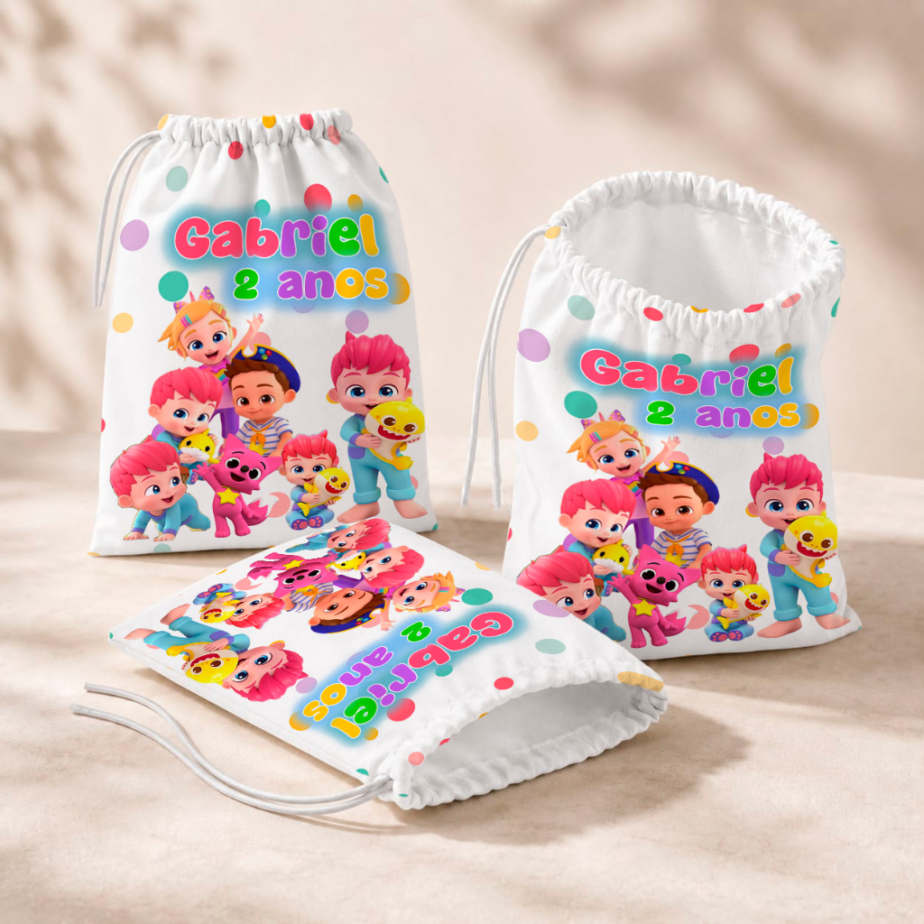 20 Sacolinhas Personalizada Festa Infantil 18x26 Aniversário Lembrancinha Bebefinn M2