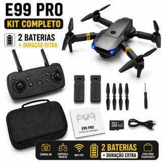 Drone E99 PRO Dobrável Câmera HD WiFi FPV Controle APP RC 2 Baterias Headless Hover 360° Drona infantil