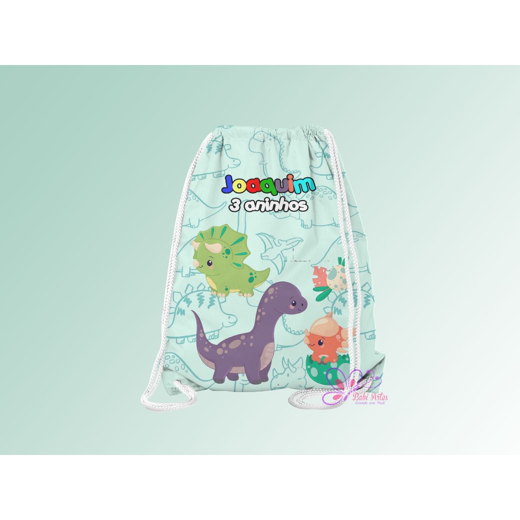 Mochilinhas Saco Personalizadas Dinossauro Baby Festa Aniversário Lembrancinha Saquinho Infantil