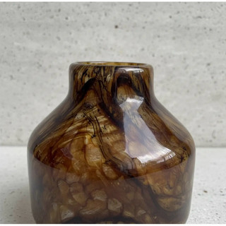 Vaso Murano Âmbar Mesclado 14x15cm | Vaso Decorativo de Vidro Luxo para Sala, Mesa e Aparador