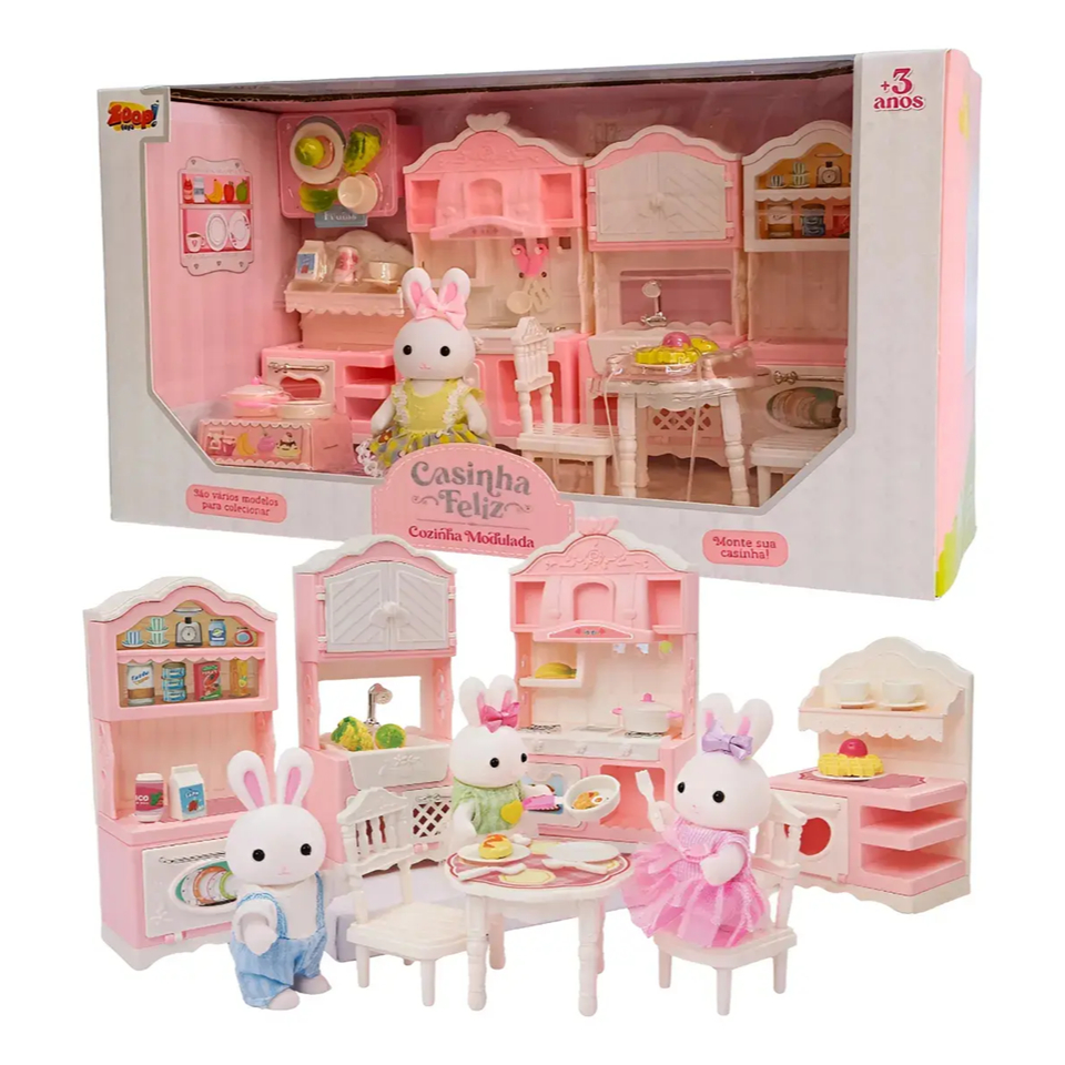Coleção Casinha Feliz Família Coelho Cozinha Modulada - Zoop Toys