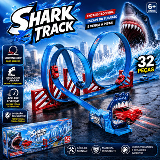 Pista de Carrinho Tubarão Shark Track Com Looping Radical Brinquedo Infantil Menino 32 Peças