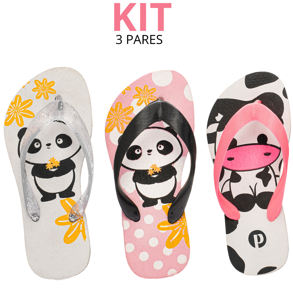 Kit Chinelo Menina Personagens Confortável