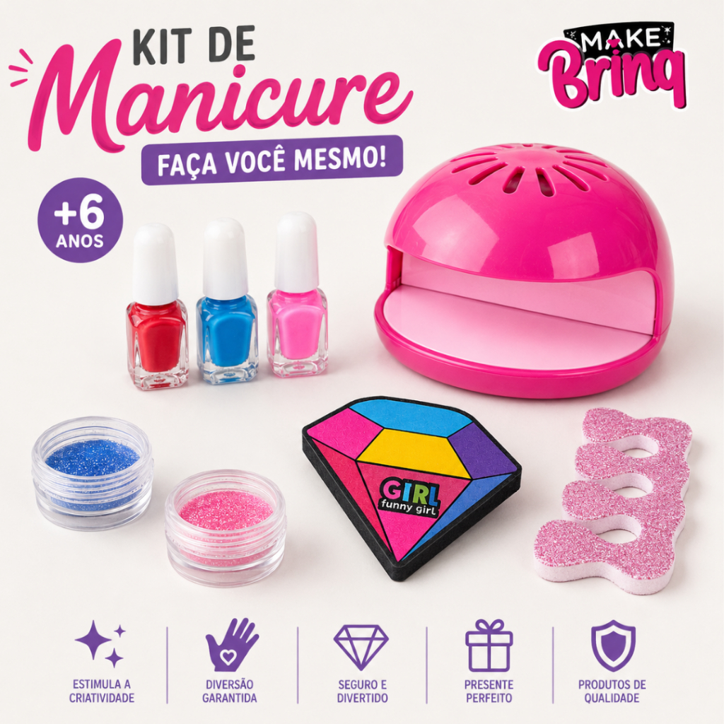 Kit Manicure Infantil com Cabine Secadora