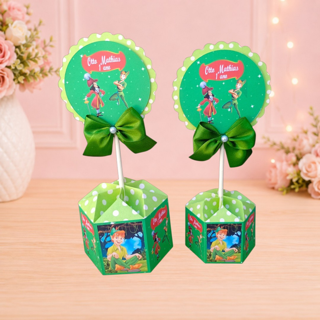 Centro de mesa Peter Pan kit festa lembrancinha caixinha personalizado aniversário papelaria personalizada