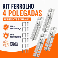 Trinco 4 Polegadas Ferrolho Fecho Cromado Para Porta Portão Janela 10 Cm