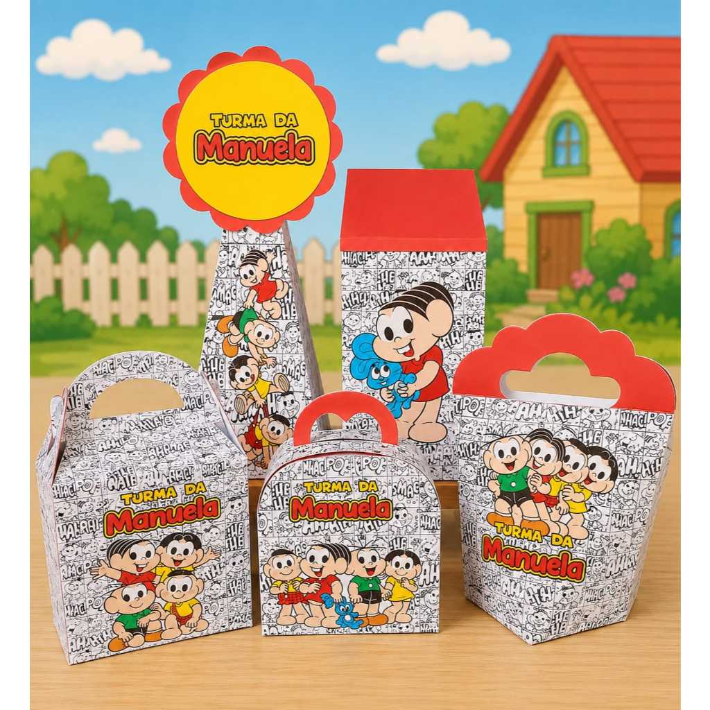 Kit 10 caixinhas personalizada Turma da Monica- PEGUE E MONTE