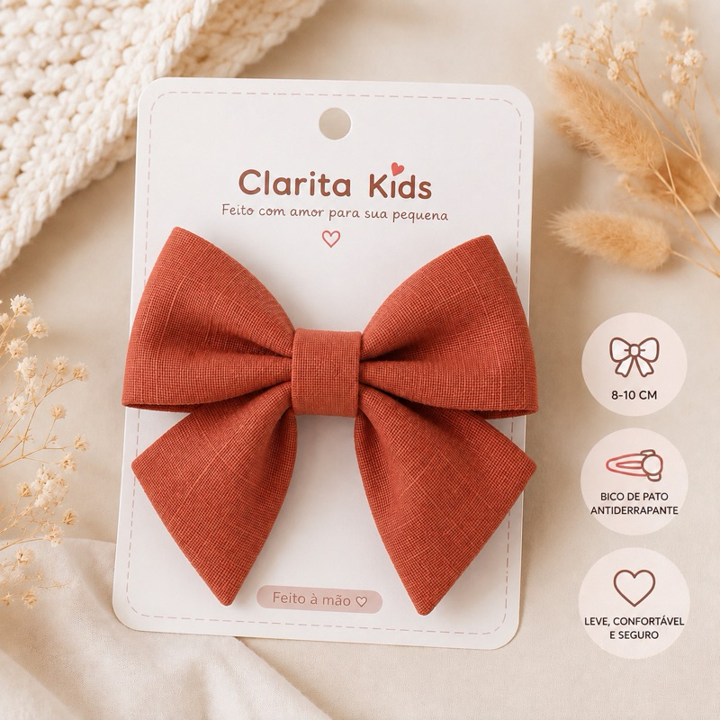 laço de cabelo linho premium /  tamanho de 10 cm com presilha ou meia