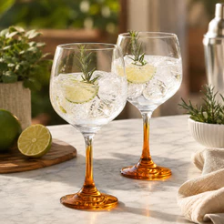 Taça de Vidro para Gin Tônica 690ml, Taça de Gin de Vidro Drinks Haste Laranja