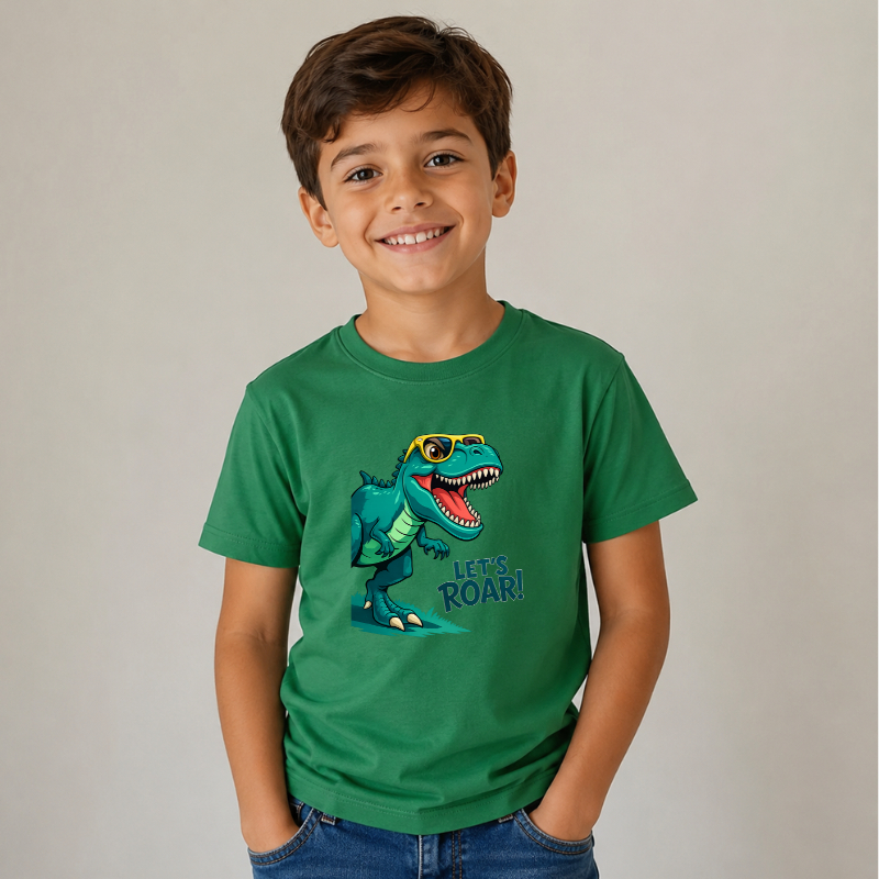 Camiseta Masculina Infantil Estampada Dinossauro Alta Qualidade