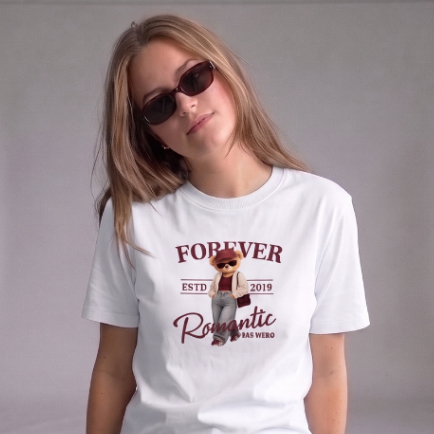 Roupa Feminina Blusa Básica Estampada 100% Algodão Casual Dia a Dia Urso Teddy Estilo Gringa DTF