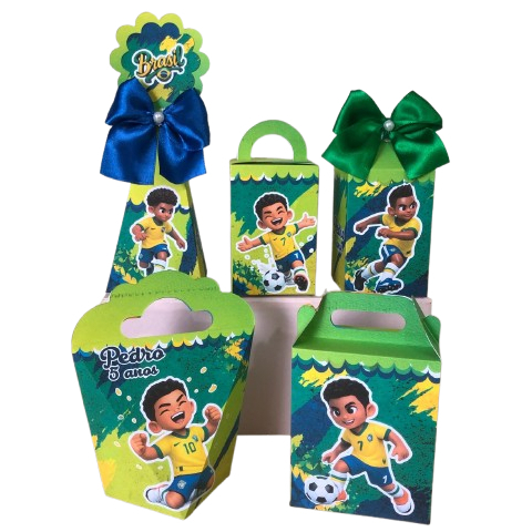 PEGUE E MONTE Kit de Caixinhas Personalizadas BRASIL/ COPA DO MUNDO /FUTEBOL Lembrancinhas Festa  Infantil  Aniversários