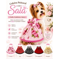 COLEIRA PEITORAL SAIA CAES PEQUENO DIVERSAS ESTAMPAS- GuiaFixa