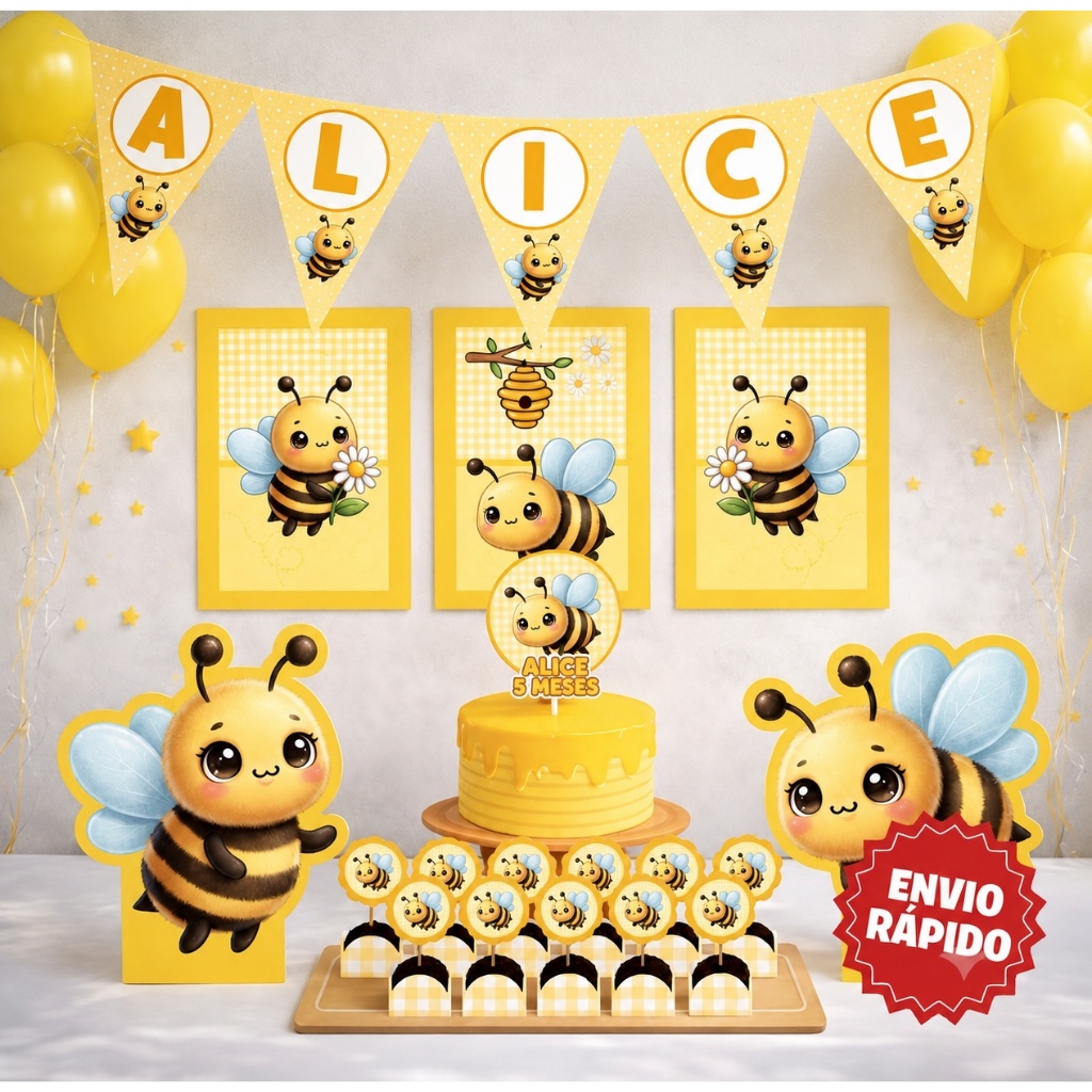 ENVIO RÁPIDO Kit festa Abelhinha - Abelha | Personalizado Bolinho Aniversário  Lembrancinha