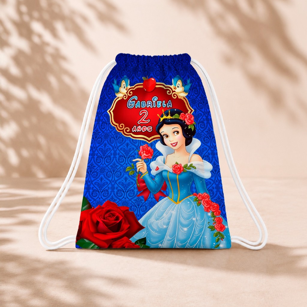 10 Mochila Personalizada Infantil 18x26 Sacolinhas Surpresa Festa Aniversário Lembrancinha Branca de Neve M4