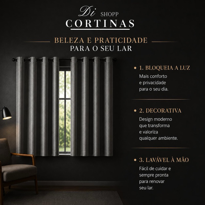 Cortina PVC Blackout Várias Medidas, 100% Luz Varão Quarto Sala Cozinha Diversas Cores Lavável Lisa.