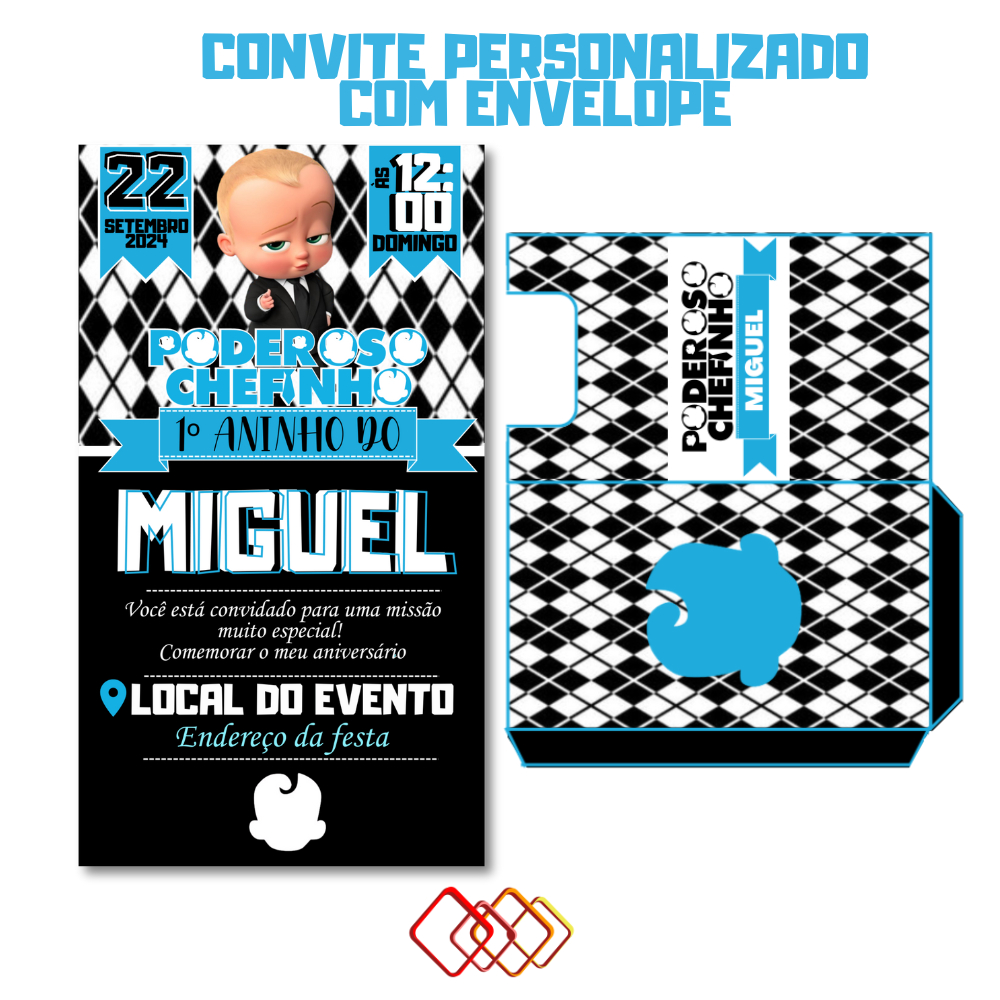 Convite O Poderoso Chefinho Personalizado - Aniversário Infantil - Festa de Criança - Qualquer Tema