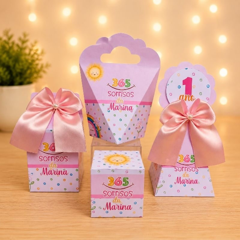 Kit Festa 365 Sorrisos Rosa - Personalizados - Lembrancinhas - Festa Infantil - Aniversário - Decoração - DESMONTADO