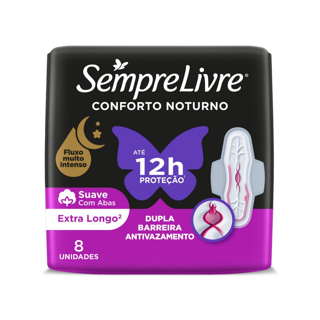Sempre Livre® Conforto Noturno 8 unidades suave com abas