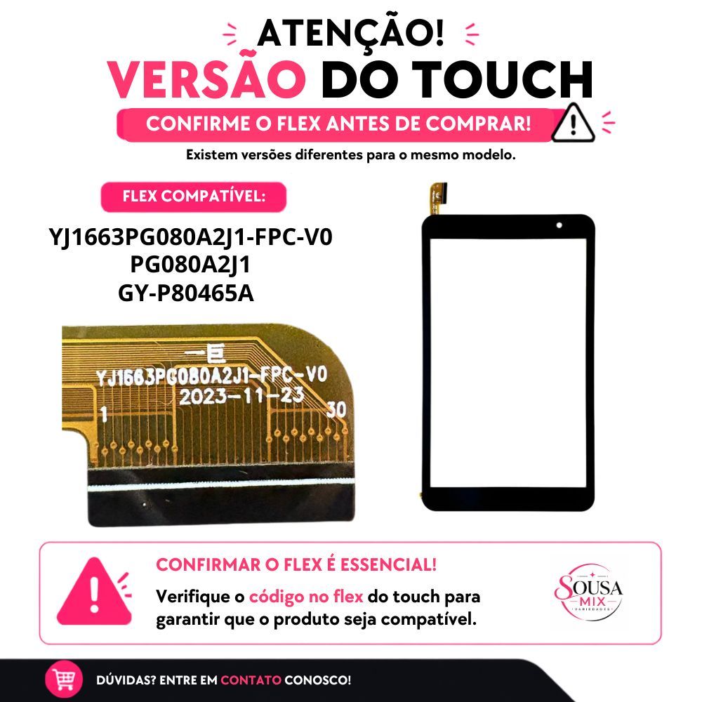 Touch Tela de Toque Vidro Positivo Governo T810c Preto Flex 30 Vias Yj1663pg080a2j1-Fpc-V0 GY-P80465A