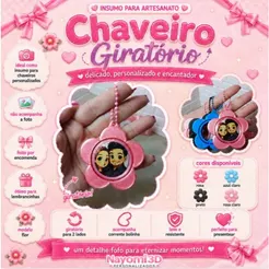 Chaveiro Giratório 32mm Flor 3D | Insumo para Botton Personalizado | Sem Foto e Sem Botton
