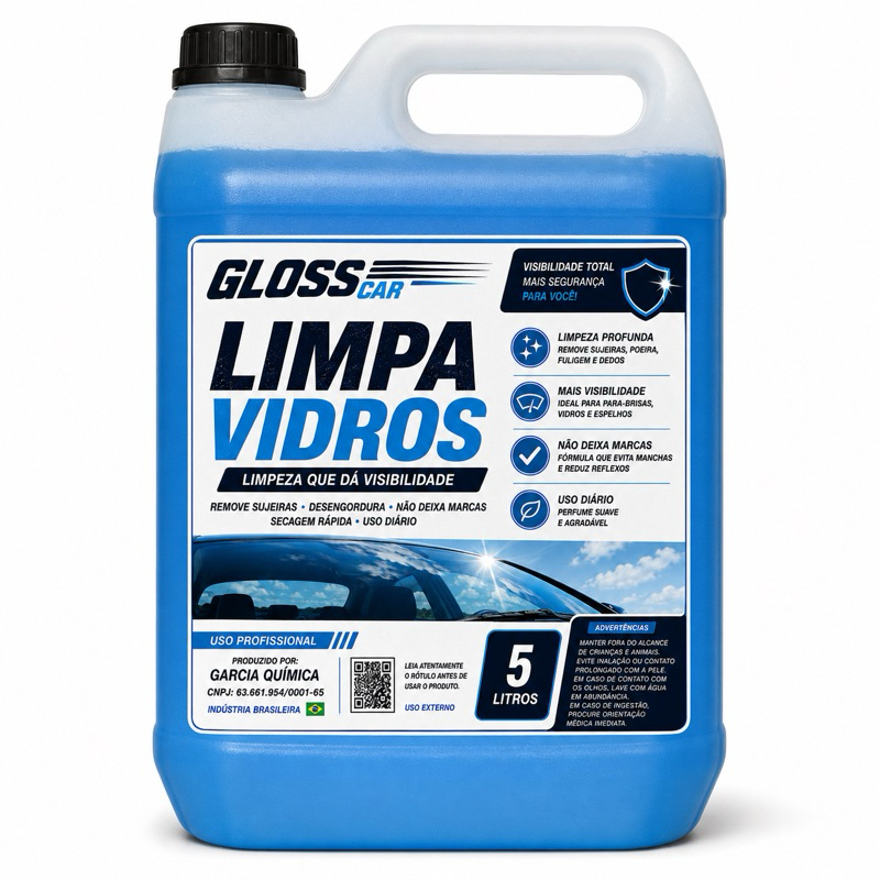 Limpa Vidros 5L Profissional Espelhos Antiembaçante Limpeza Sem Manchas