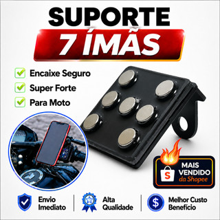 Suporte de Celular 7 Imãs Para Moto Extra Forte