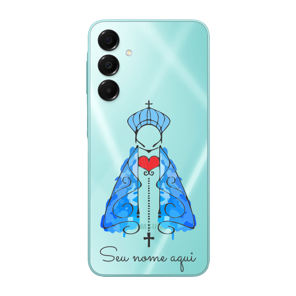 Capinha para Samsung A16 Anti Impacto Personalizada - Nossa senhora azul fundo transparente e nome