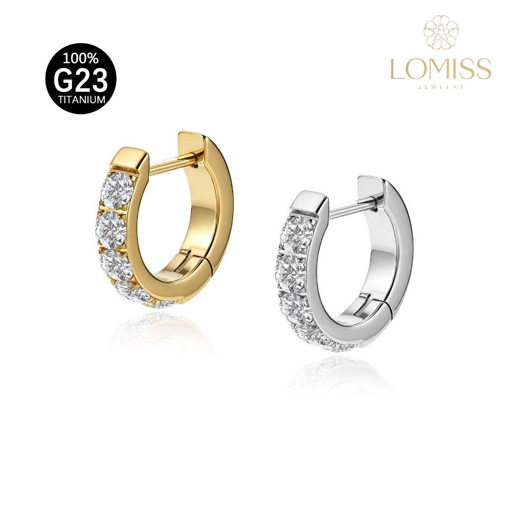 LOMISS Brinco 100% Titânio G23 de Argola Para Piercing Titânio Com Zircônias Cravejadas，Não é um par