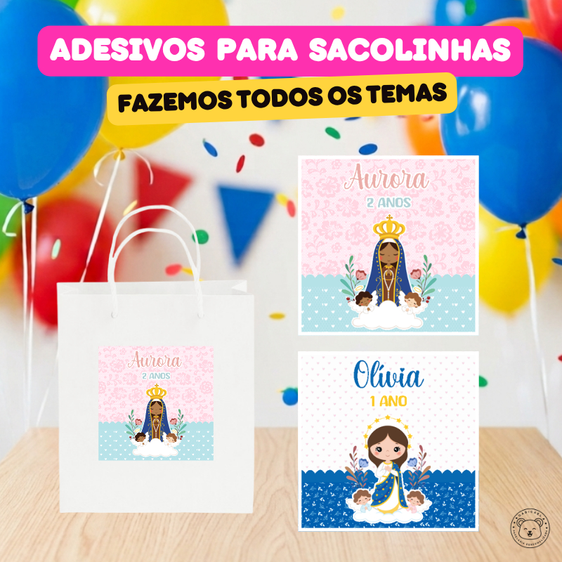 ENVIO RÁPIDO Adesivo Rótulo Personalizado para Sacolinha Nossa Senhora | Aniversário, Festa, Lembrancinhas, Mimos